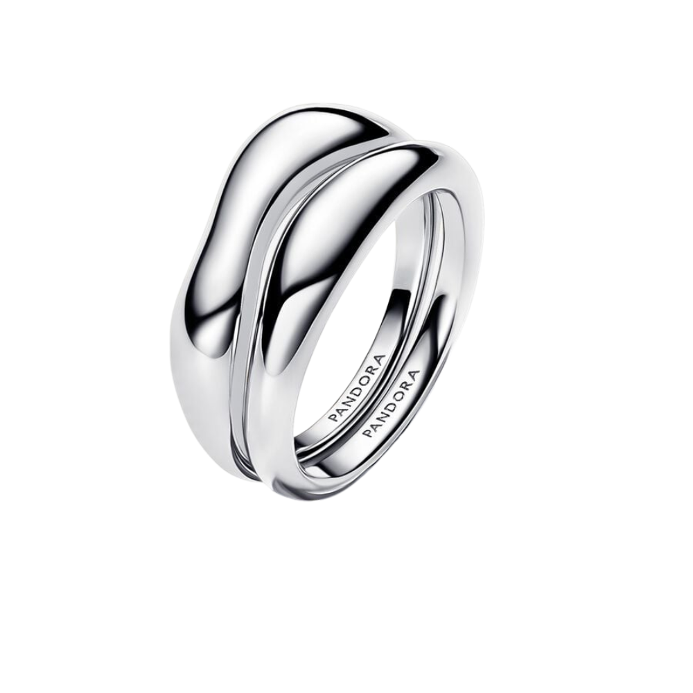 Pandora Kombinierbarer Ring in organischer Form, silberfarben - BeJoyasVintage
