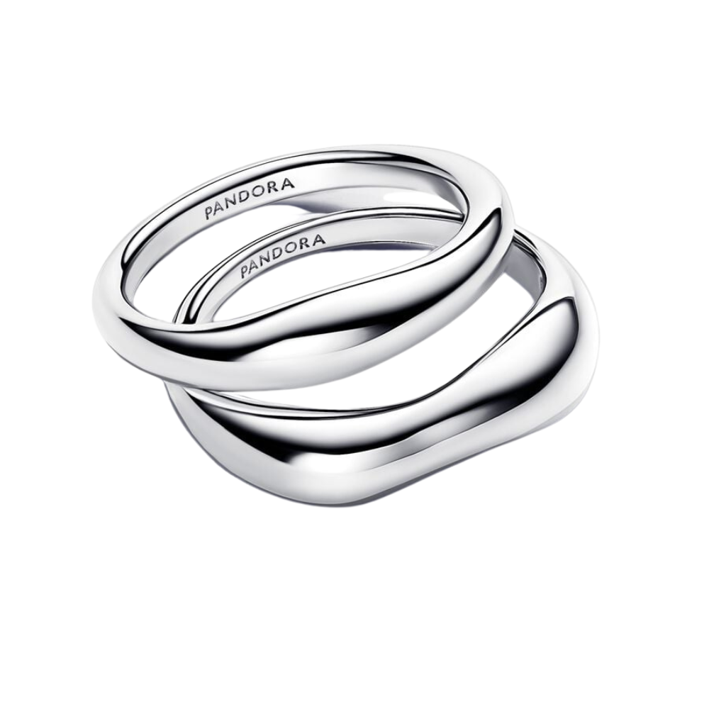Pandora Kombinierbarer Ring in organischer Form, silberfarben - BeJoyasVintage