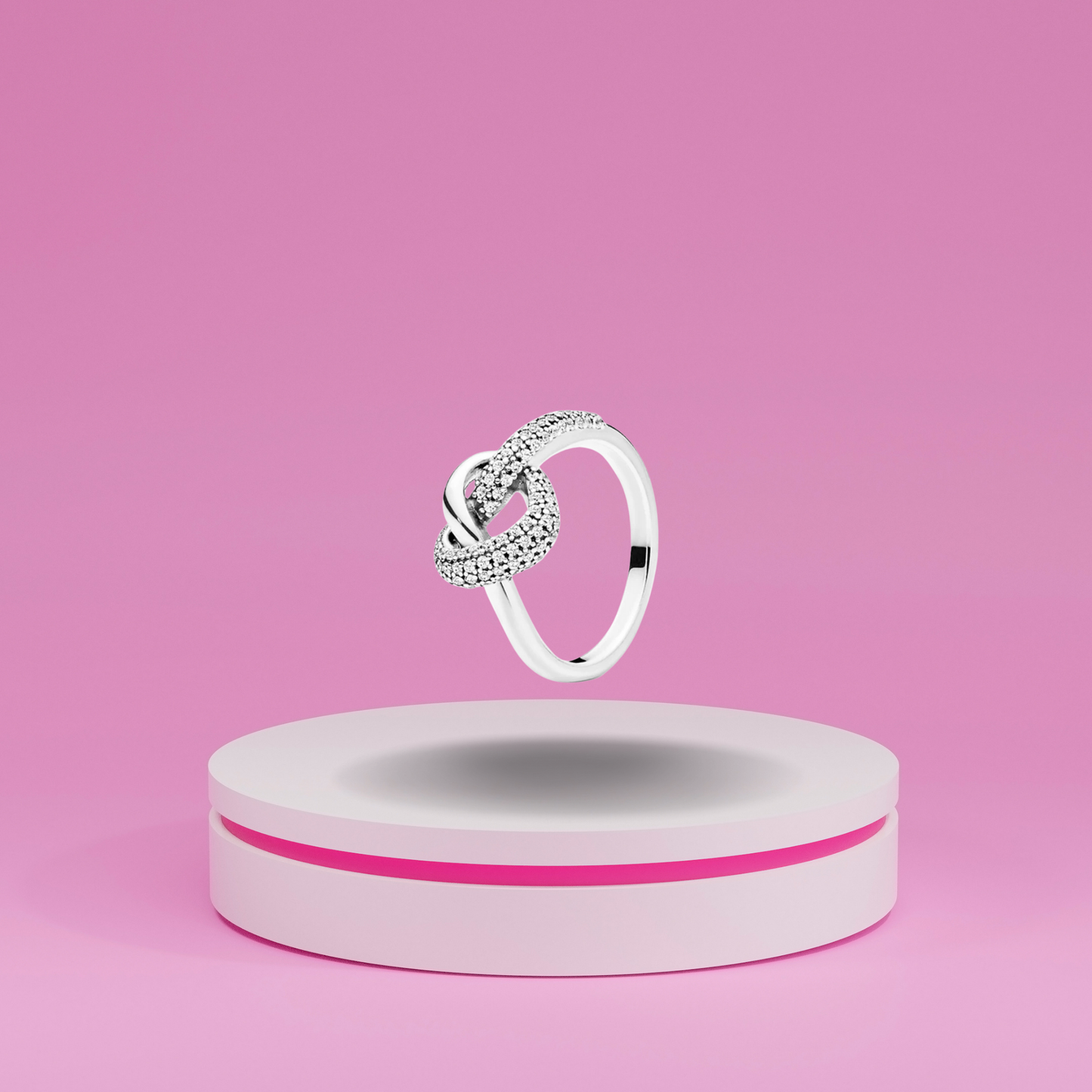 925 Sterling Silver Women's Ring with a Union Knot Design and a Sparkling Stone