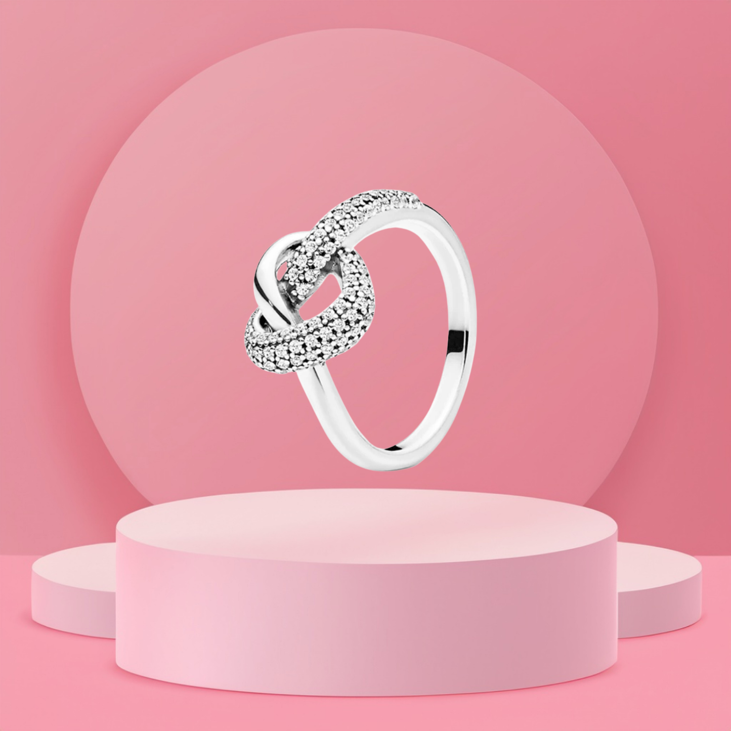 925 Sterling Silver Women's Ring with a Union Knot Design and a Sparkling Stone