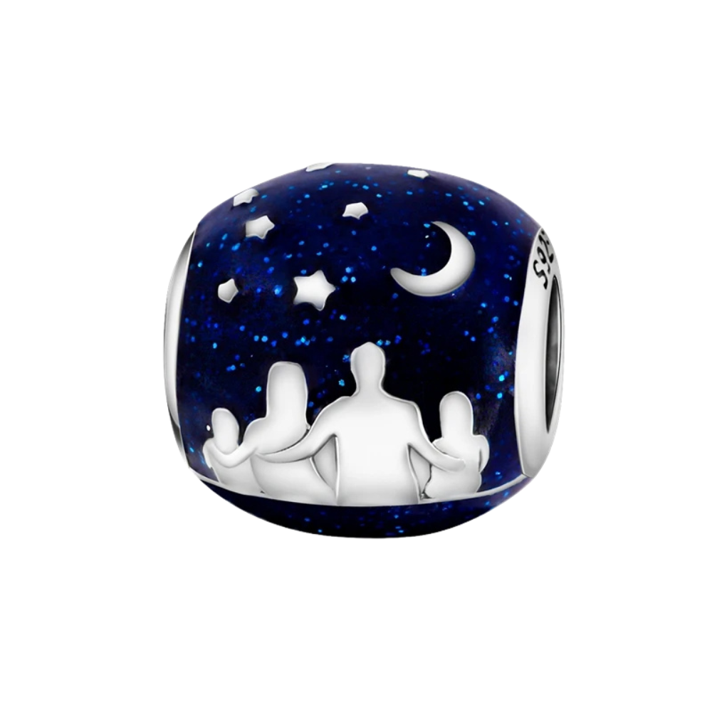 Charm Familia Bajo el Cielo Estrellado en Plata de Ley 925