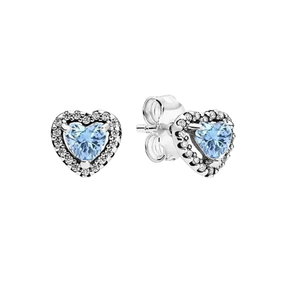 Himmelblaues Herz-Halsketten- und Ohrring-Geschenkset - BeJoyasVintage