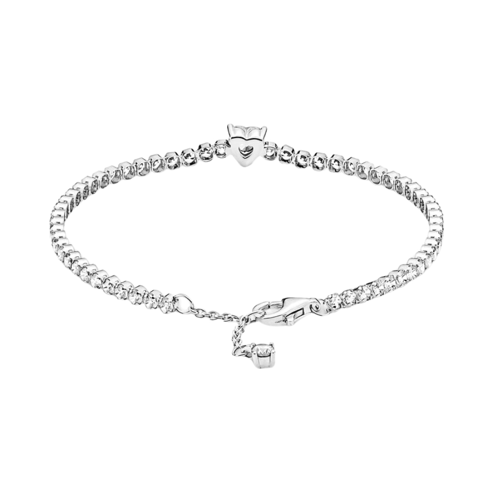 Pulsera Pandora Corazón Brillante en Plata - BeJoyasVintage