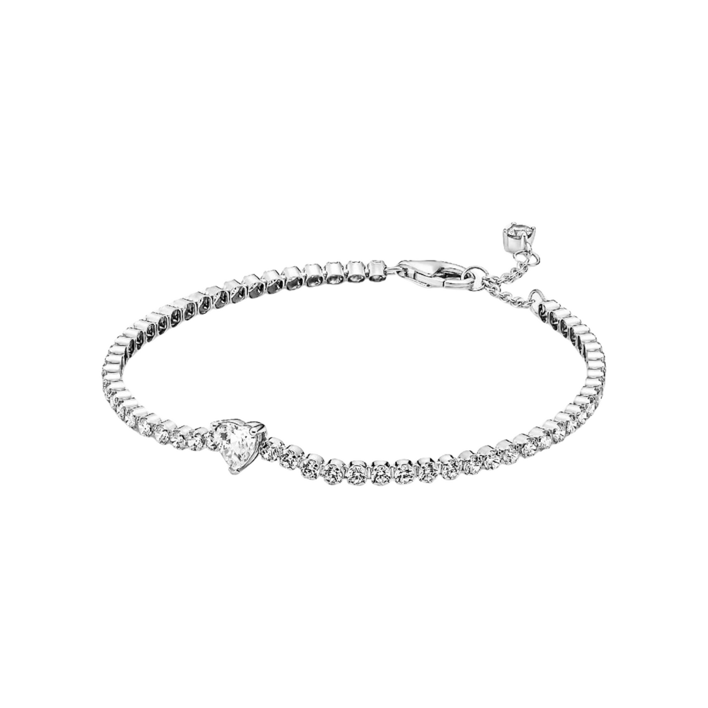 Pulsera Pandora Corazón Brillante en Plata - BeJoyasVintage