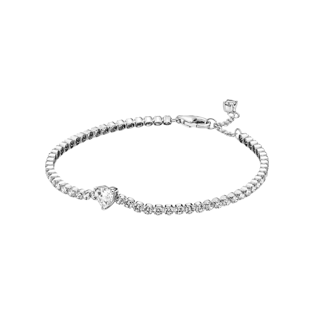 Pulsera Pandora Corazón Brillante en Plata - BeJoyasVintage