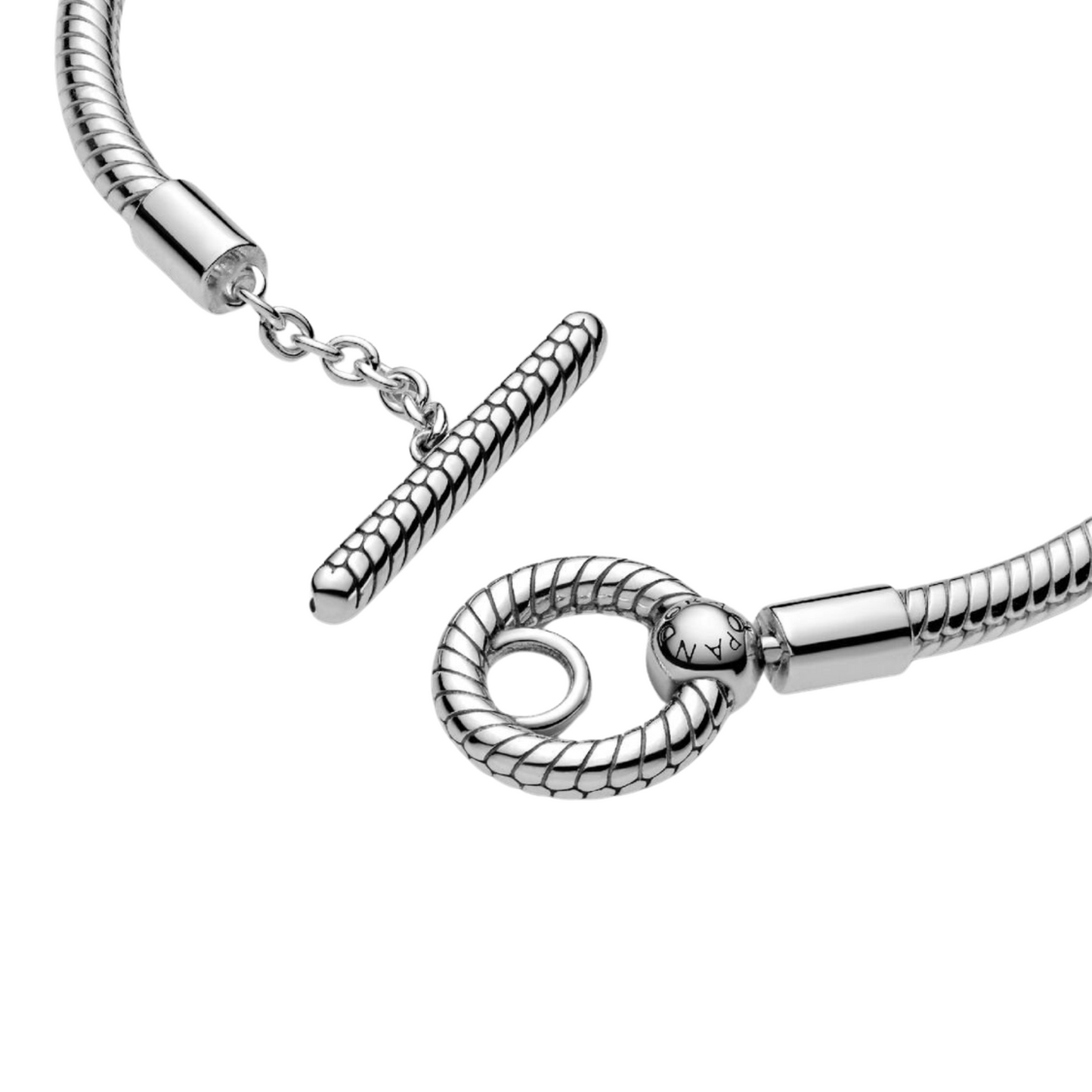 Pulsera Pandora Diseño Cadena de Serpiente Plata con Cierre en forma de T - BeJoyasVintage