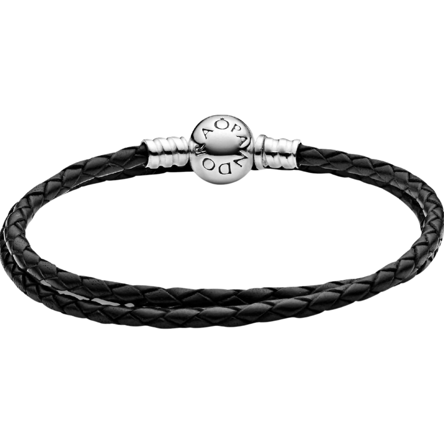 Pulsera Pandora Moments en cuero trenzado doble negro - BeJoyasVintage