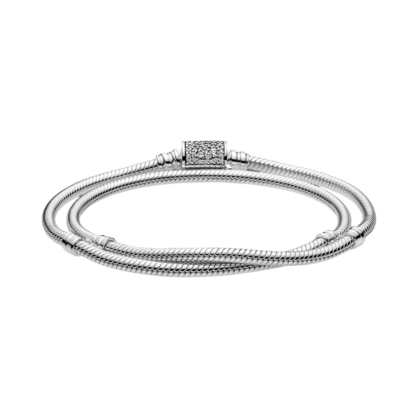 Pulsera Pandora Moments en plata de ley Cadena de Serpiente con Cierre Doble Envoltura - BeJoyasVintage