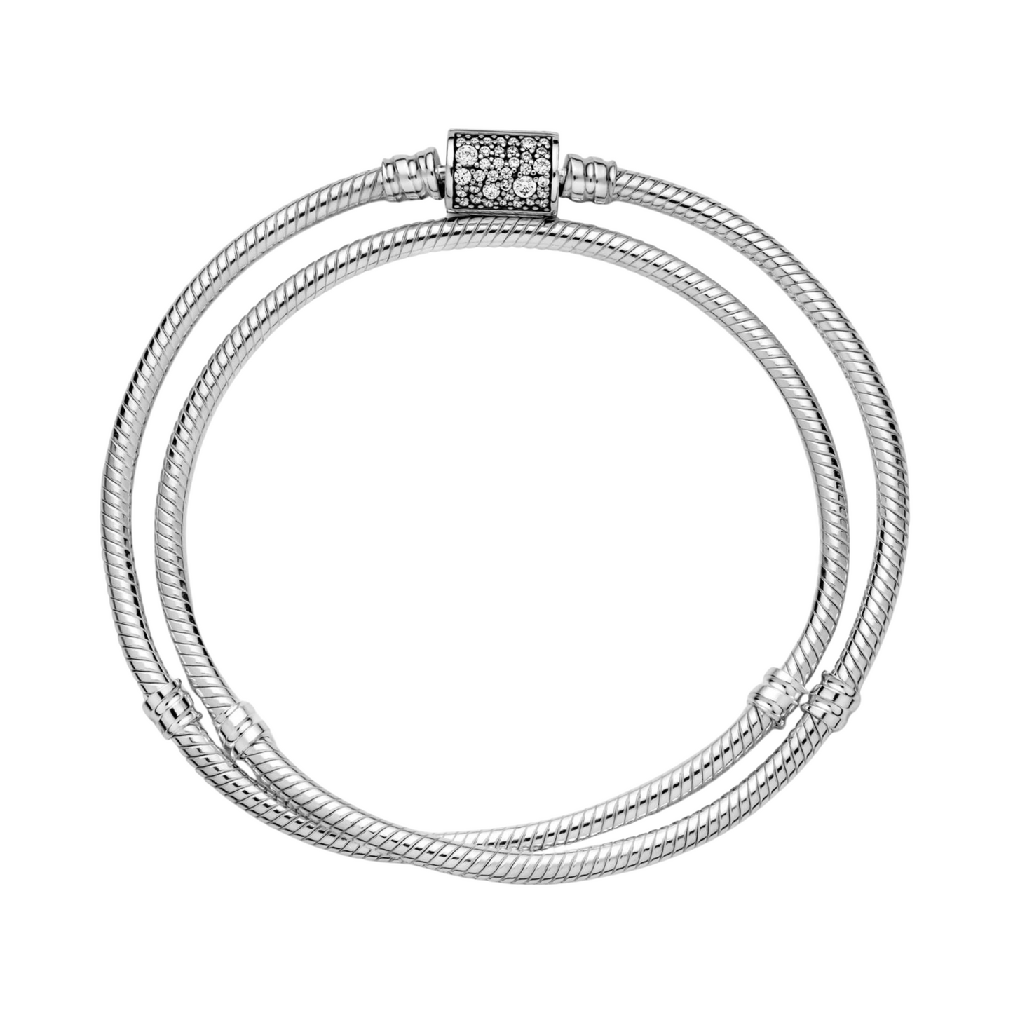 Pulsera Pandora Moments en plata de ley Cadena de Serpiente con Cierre Doble Envoltura - BeJoyasVintage