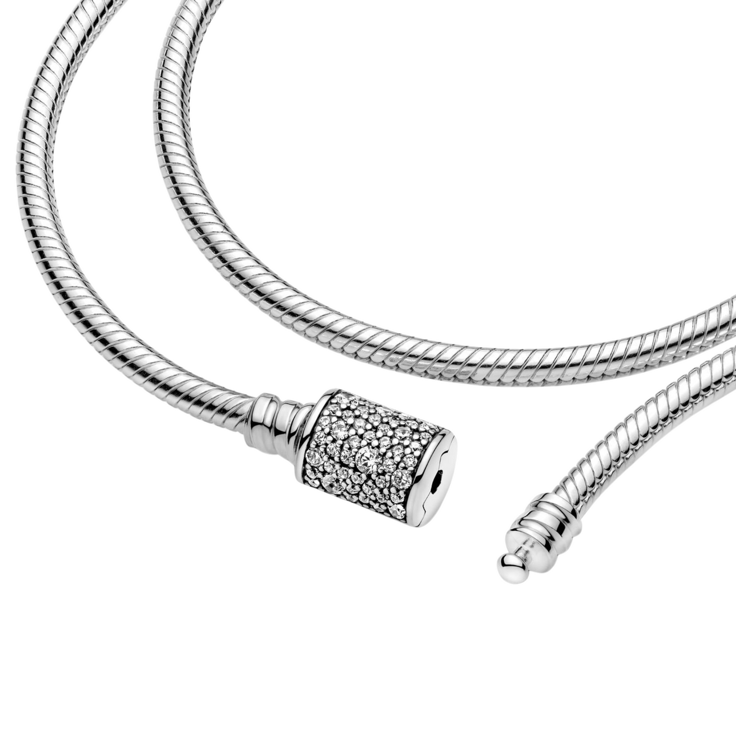 Pulsera Pandora Moments en plata de ley Cadena de Serpiente con Cierre Doble Envoltura - BeJoyasVintage