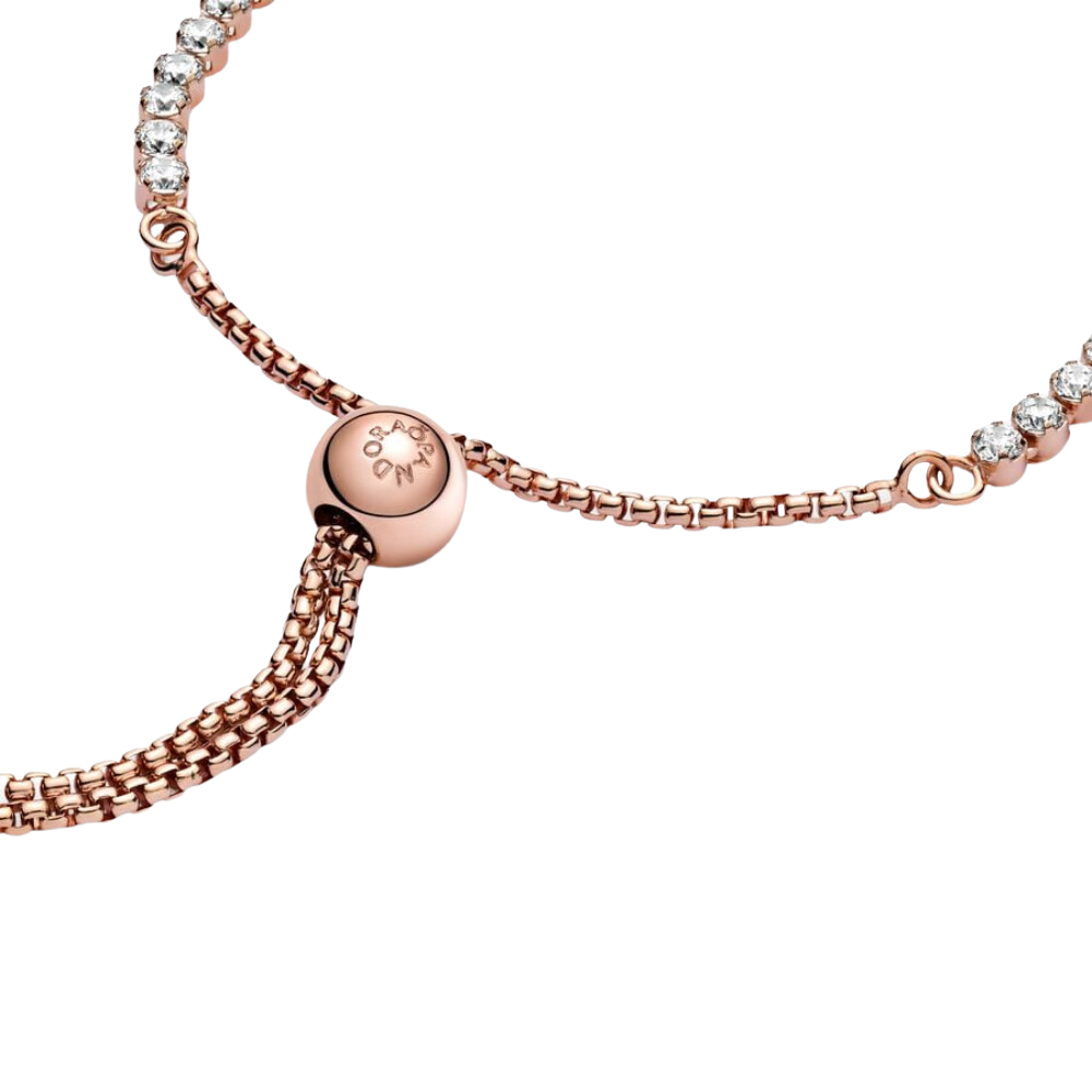Pandora Funkelndes Tennis-Schiebearmband in Roségold - BeJoyasVintage