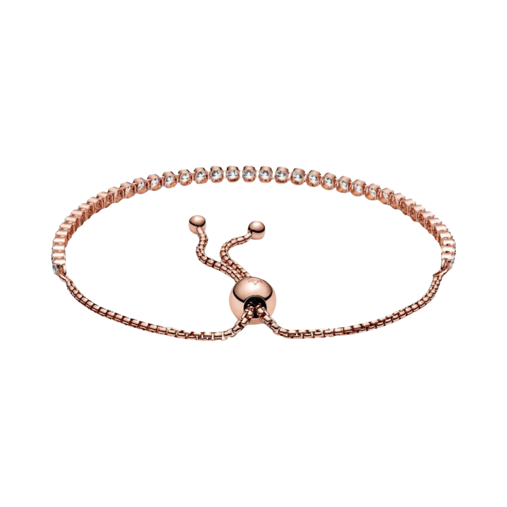 Pandora Funkelndes Tennis-Schiebearmband in Roségold - BeJoyasVintage