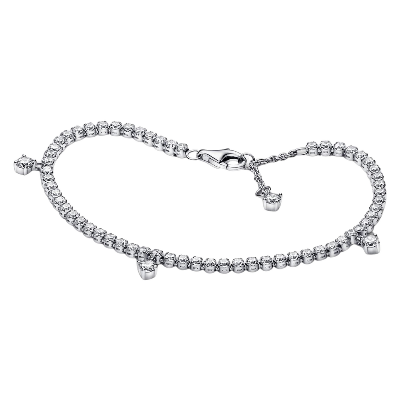 Pulsera Pandora Tenis Gotas Brillantes en Plata - BeJoyasVintage