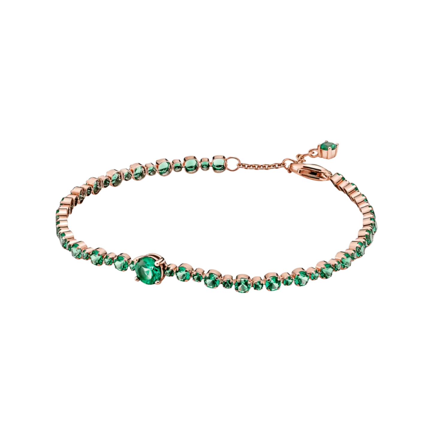 Pulsera Pandora de Pavé Brillante en Piedras Verdes - BeJoyasVintage