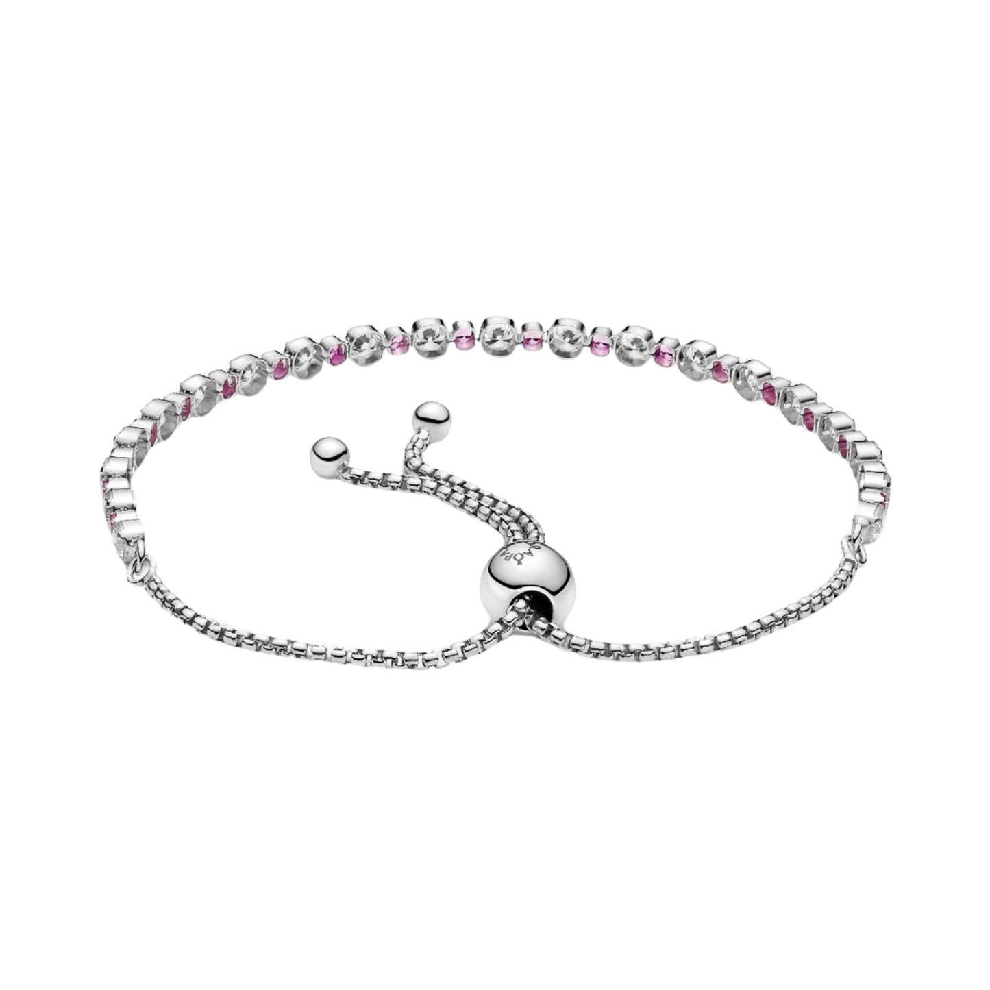 Pulsera Pandora rosa y transparente brillante con cierre deslizante - BeJoyasVintage
