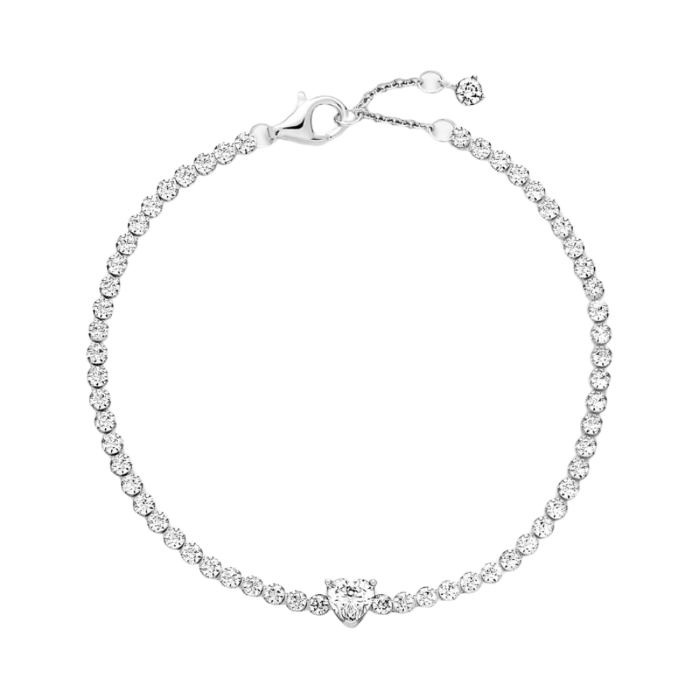 Pulsera Pandora Corazón Brillante en Plata - BeJoyasVintage