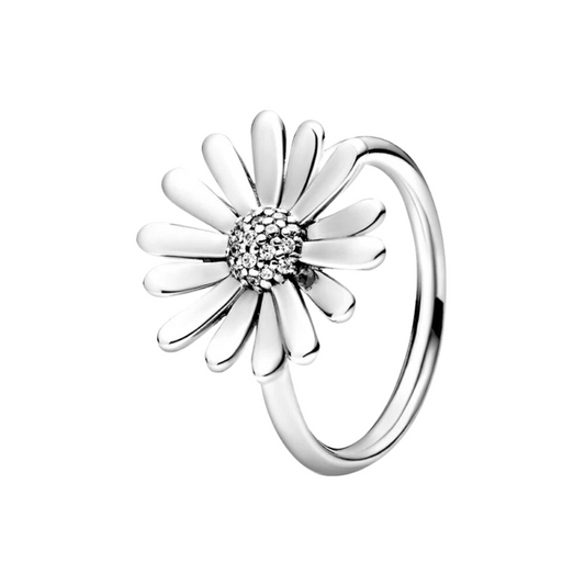 Anillo Abierto Margarita Brillante en Plata de Ley 925