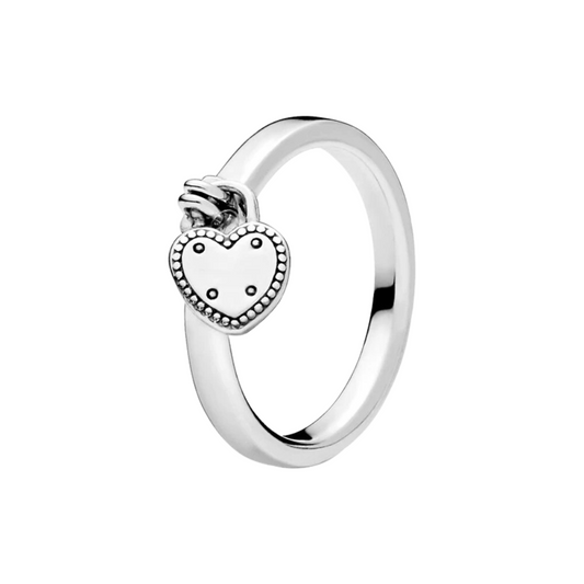 Anillo con Colgante de Corazón en Plata de Ley 925