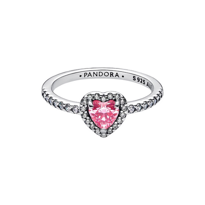 Anillo Corazón en Relieve Rosa Brillante - BeJoyasVintage