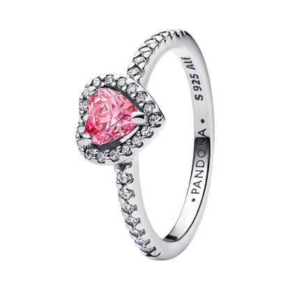 Anillo Corazón en Relieve Rosa Brillante - BeJoyasVintage