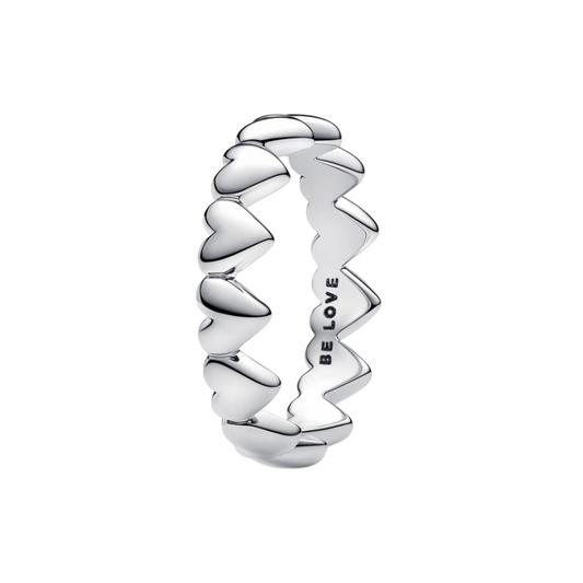 Anillo Pandora Anillo Fila de Corazones Color Plata - BeJoyasVintage