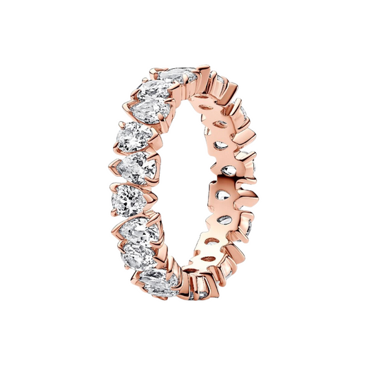 Pandora Ring Alternating Shiny Band Rose Gold Color - BeJoyasVintage
