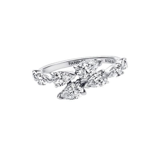 Pandora Ring Brilliant Overlapping Band Silver Color - BeJoyasVintage