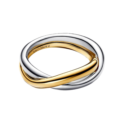 Pandora Two-Tone Interlocking Bands Ring - BeJoyasVintage
