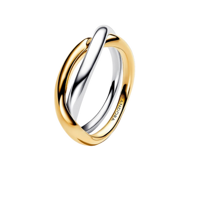 Pandora Two-Tone Interlocking Bands Ring - BeJoyasVintage
