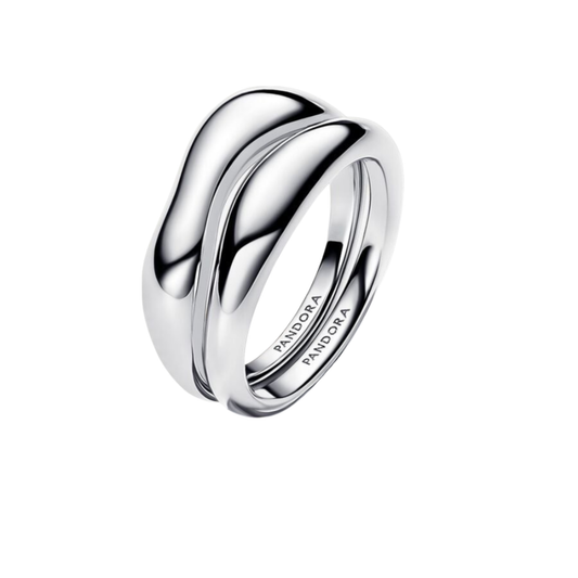 Anillo Pandora Combinables Forma Orgánica Color Plata - BeJoyasVintage