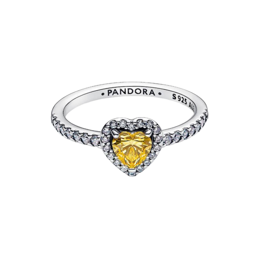 Anillo Pandora Corazón Amarilllo en Relieve Brillante - BeJoyasVintage