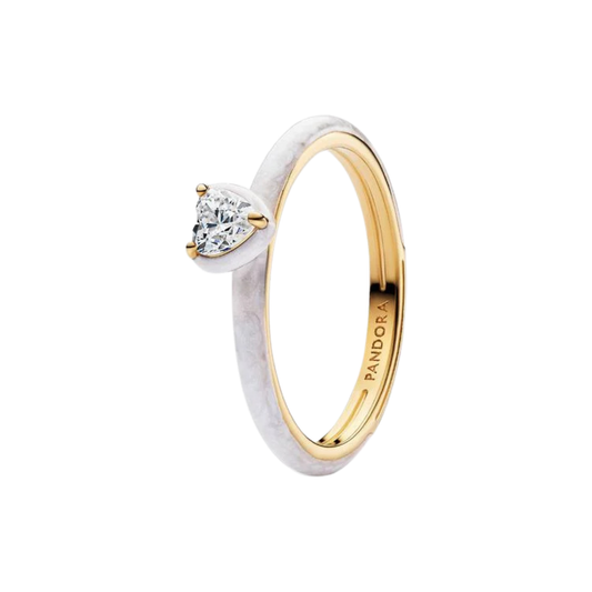 Anillo Pandora Corazón Chakra Blanco - BeJoyasVintage