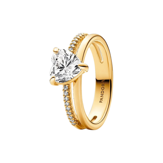 Anillo Pandora Corazón Doble Banda - BeJoyasVintage