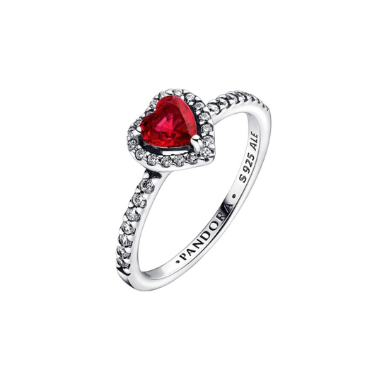 Anillo Pandora Corazón Nivelado Rojo Brillante - BeJoyasVintage