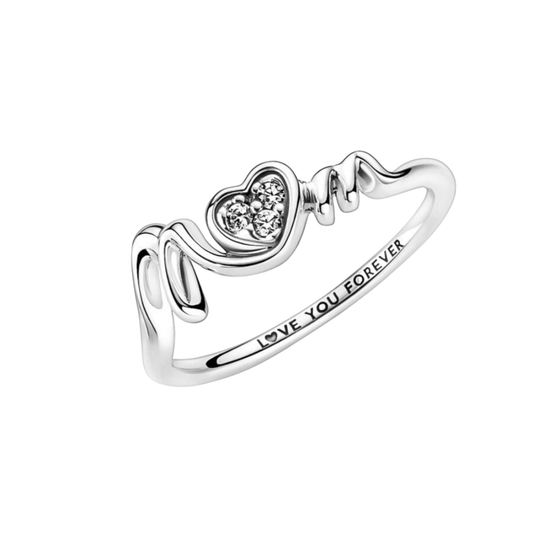 Anillo Pandora Corazón de Madre en Pavé - BeJoyasVintage