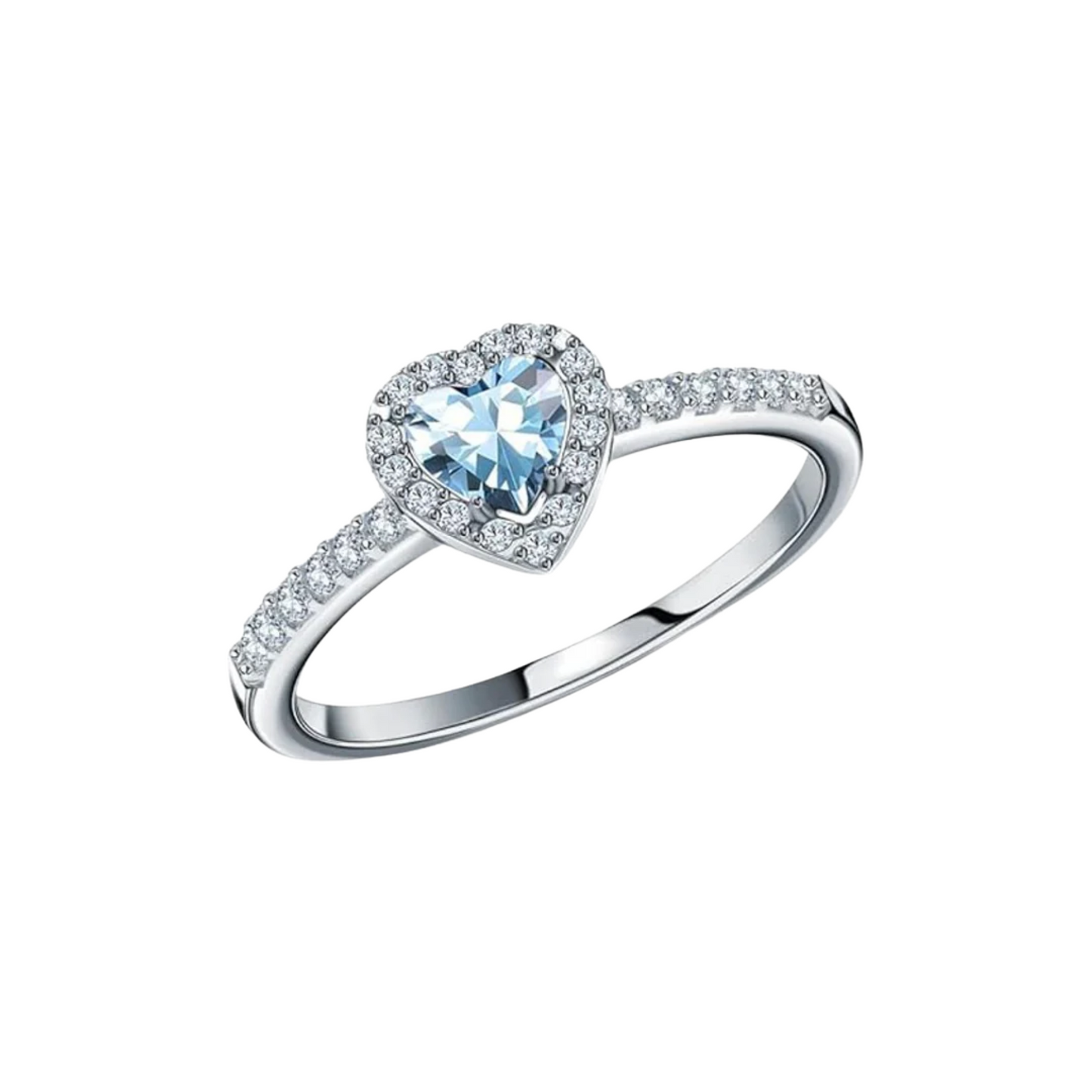 Anillo Pandora Corazón en Relieve Azul Cielo Brillante - BeJoyasVintage