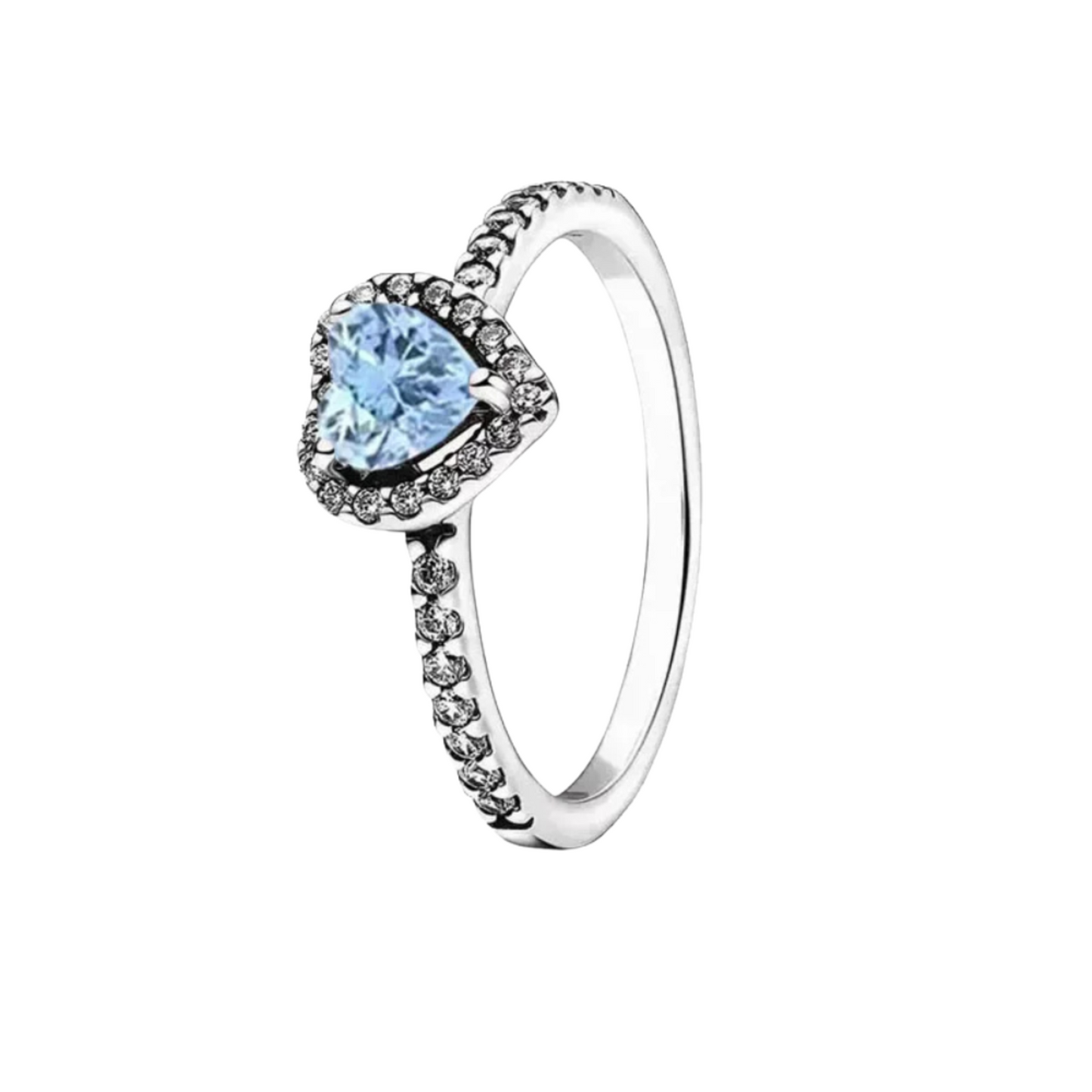Anillo Pandora Corazón en Relieve Azul Cielo Brillante - BeJoyasVintage