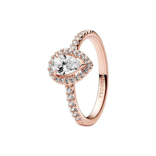 Pandora Halo Brilliant Pear Cut Ring - BeJoyasVintage