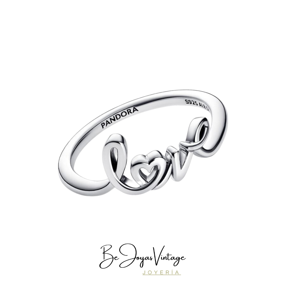 Anillo Pandora Love Escrito a Mano - BeJoyasVintage