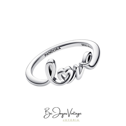 Anillo Pandora Love Escrito a Mano - BeJoyasVintage