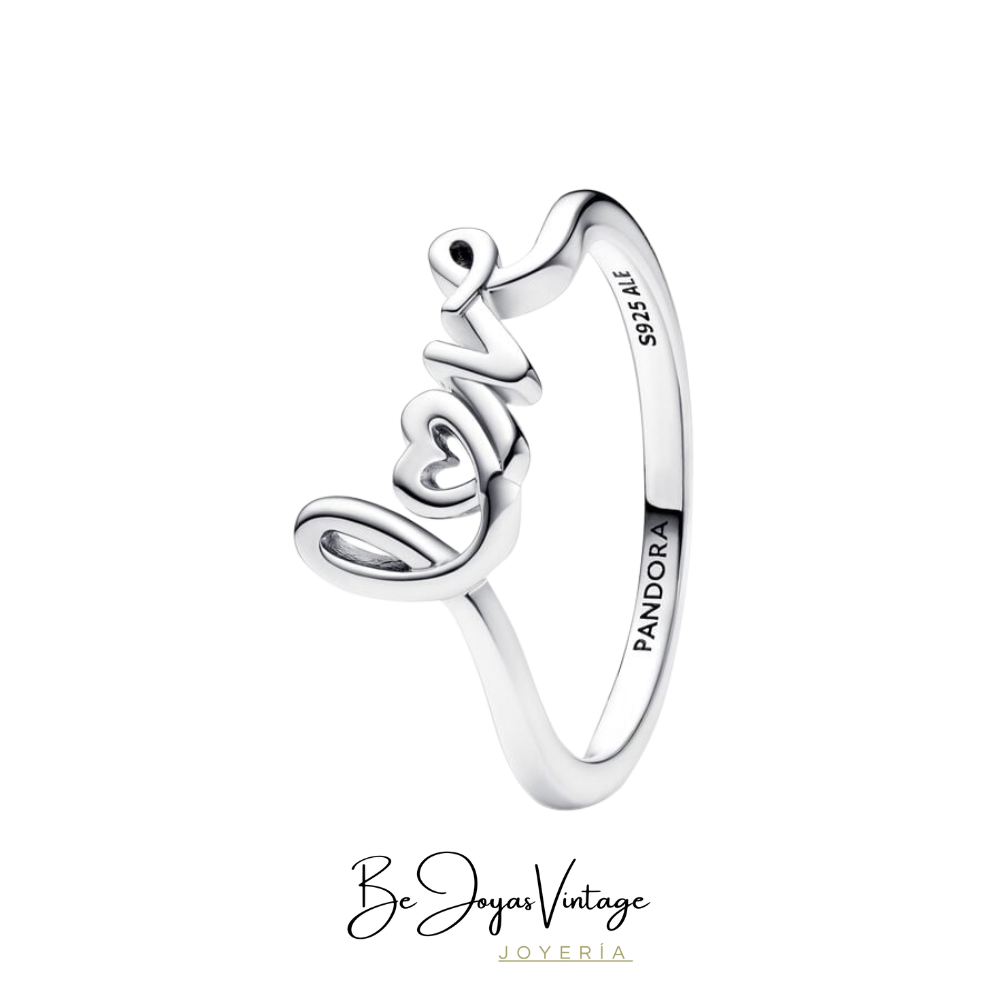 Anillo Pandora Love Escrito a Mano - BeJoyasVintage