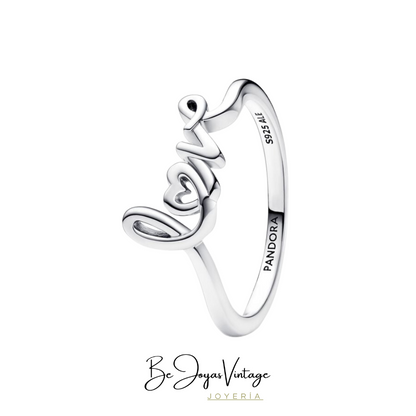 Anillo Pandora Love Escrito a Mano - BeJoyasVintage