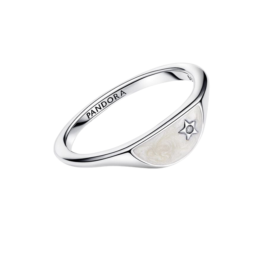 Anillo Pandora ME Mitad Sello Esmaltado Color Plata - BeJoyasVintage