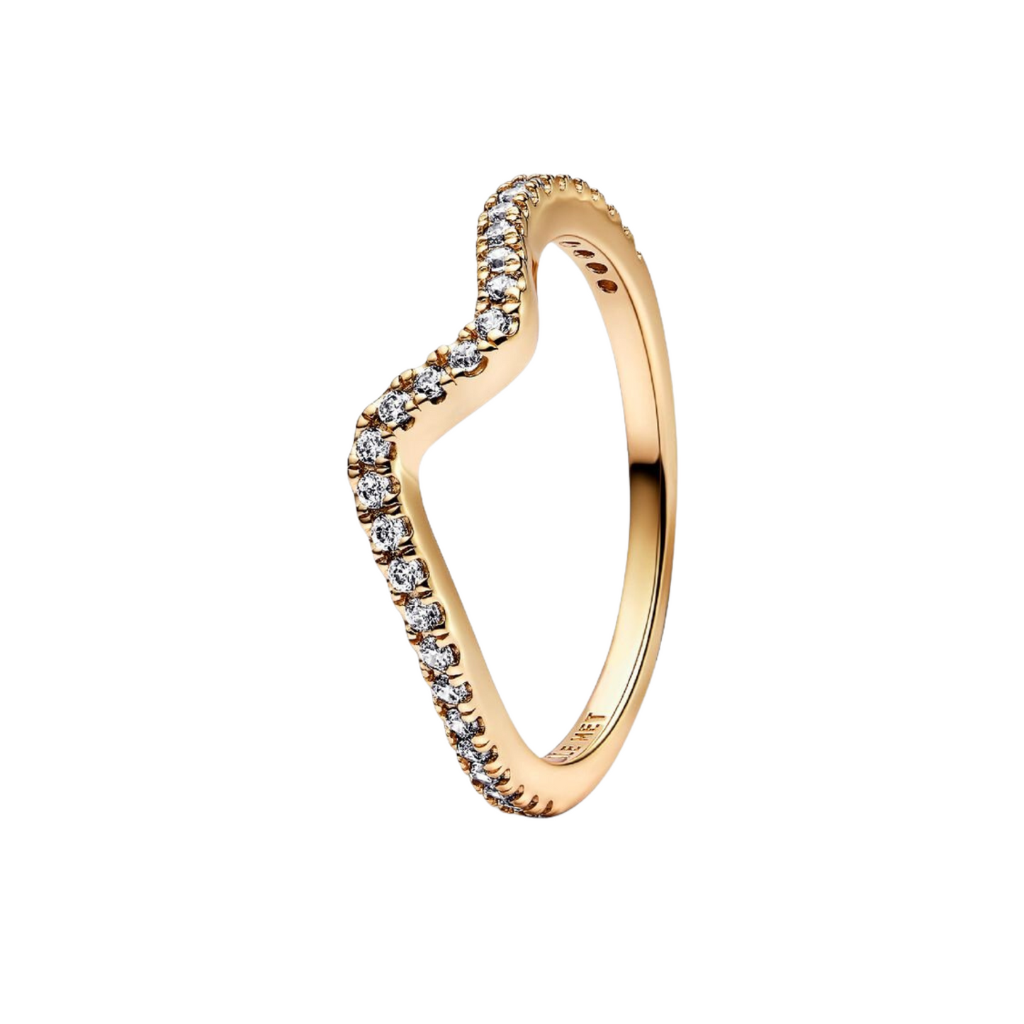 Anillo Pandora Ola Brillante Color Oro - BeJoyasVintage