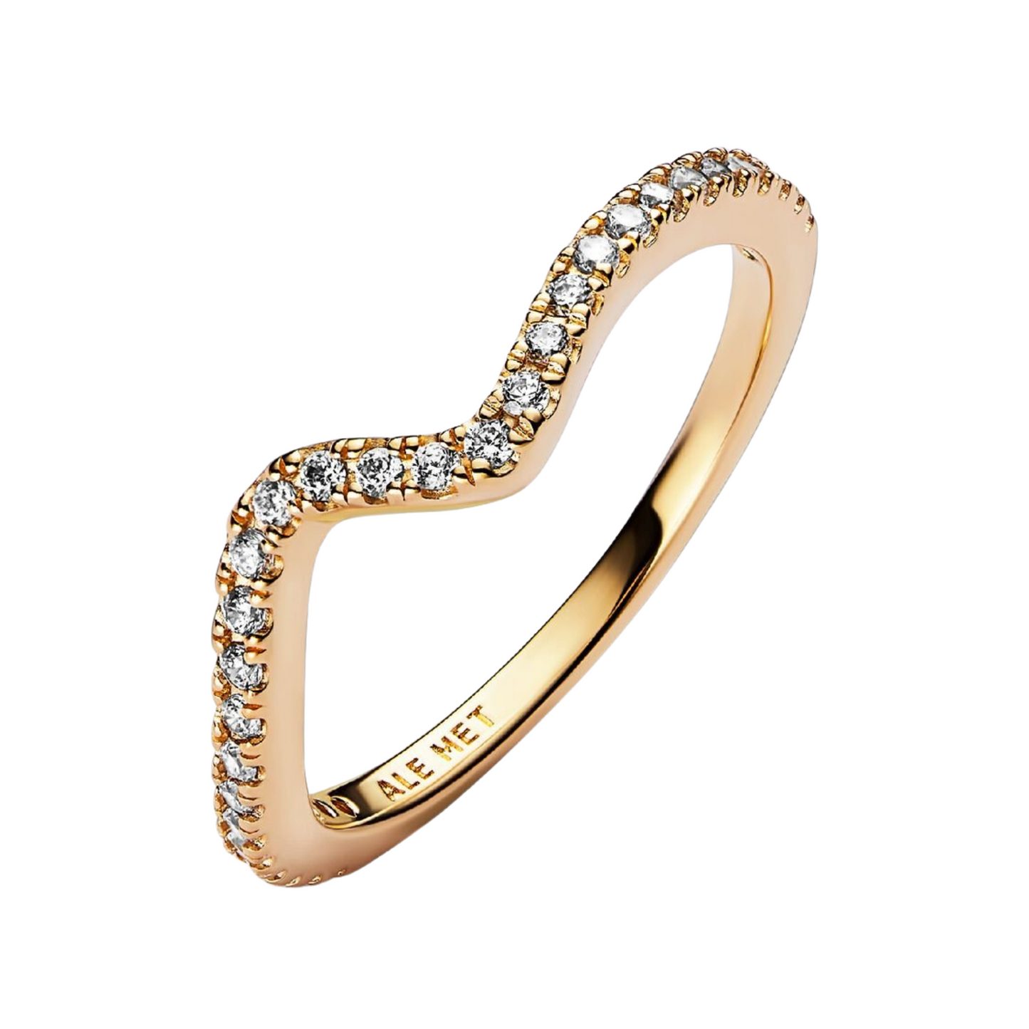 Anillo Pandora Ola Brillante Color Oro - BeJoyasVintage