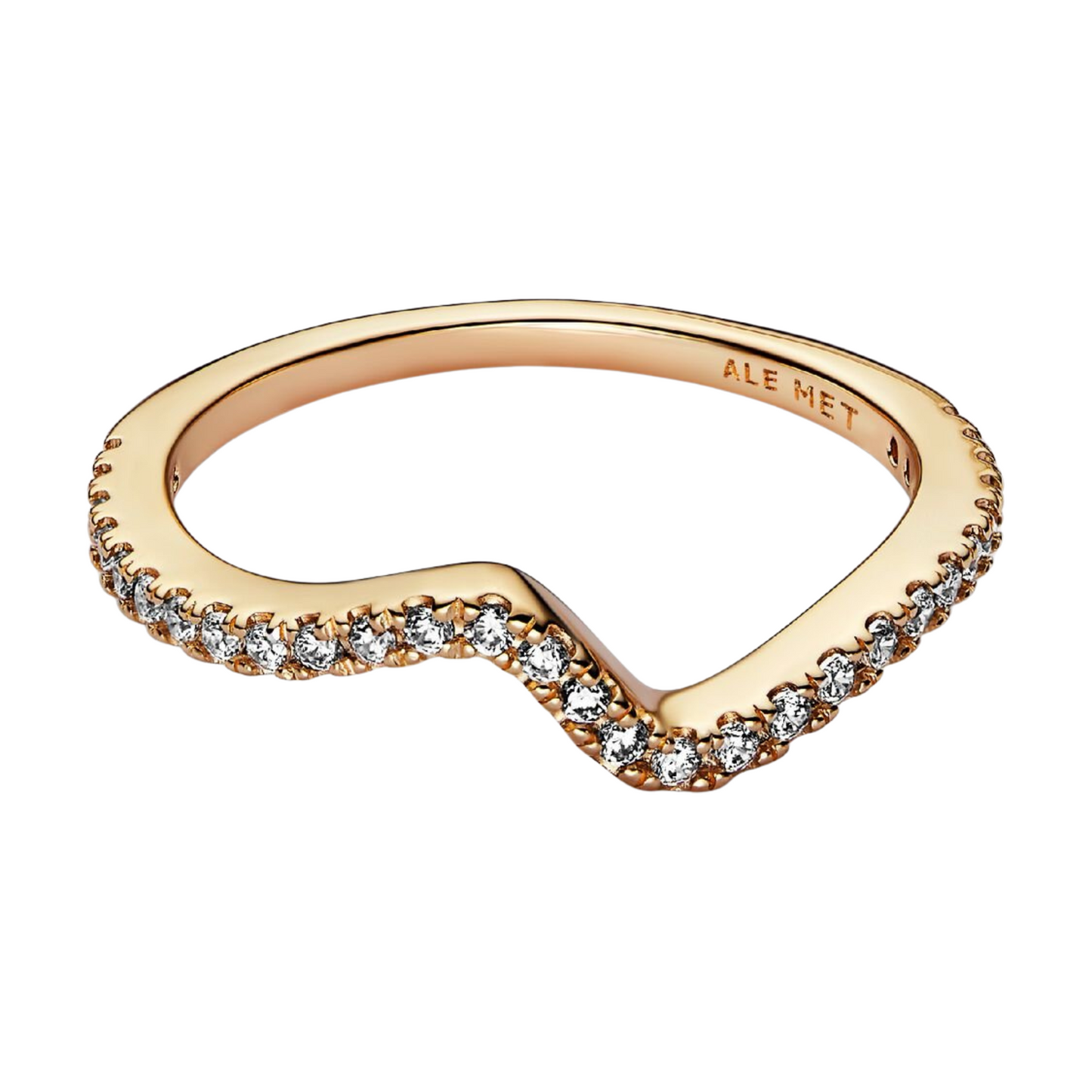 Anillo Pandora Ola Brillante Color Oro - BeJoyasVintage