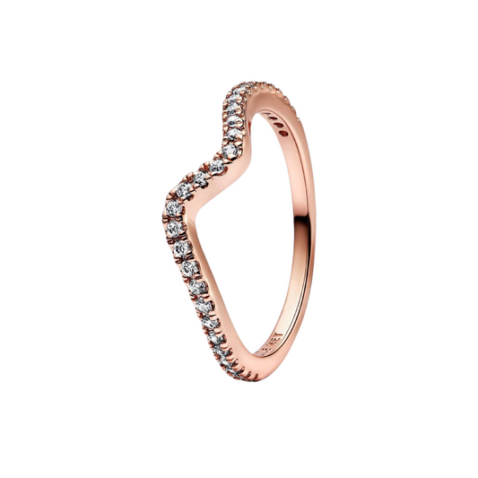 Pandora Shiny Wave Ring Rose Gold Color - BeJoyasVintage