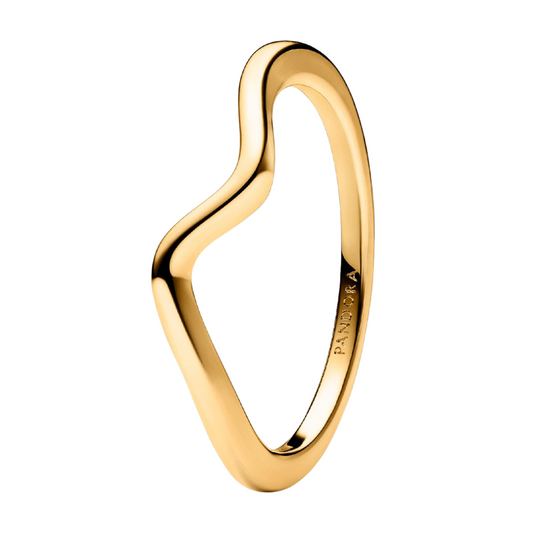 Pandora Polished Wave Ring Gold Color - BeJoyasVintage