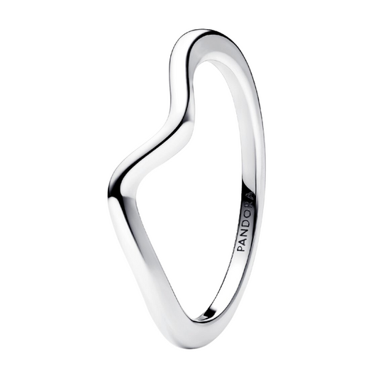 Pandora Polished Wave Ring Silver Color - BeJoyasVintage