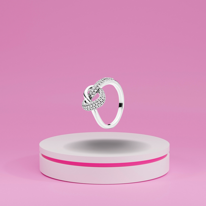 925 Sterling Silver Women's Ring with a Union Knot Design and a Sparkling Stone
